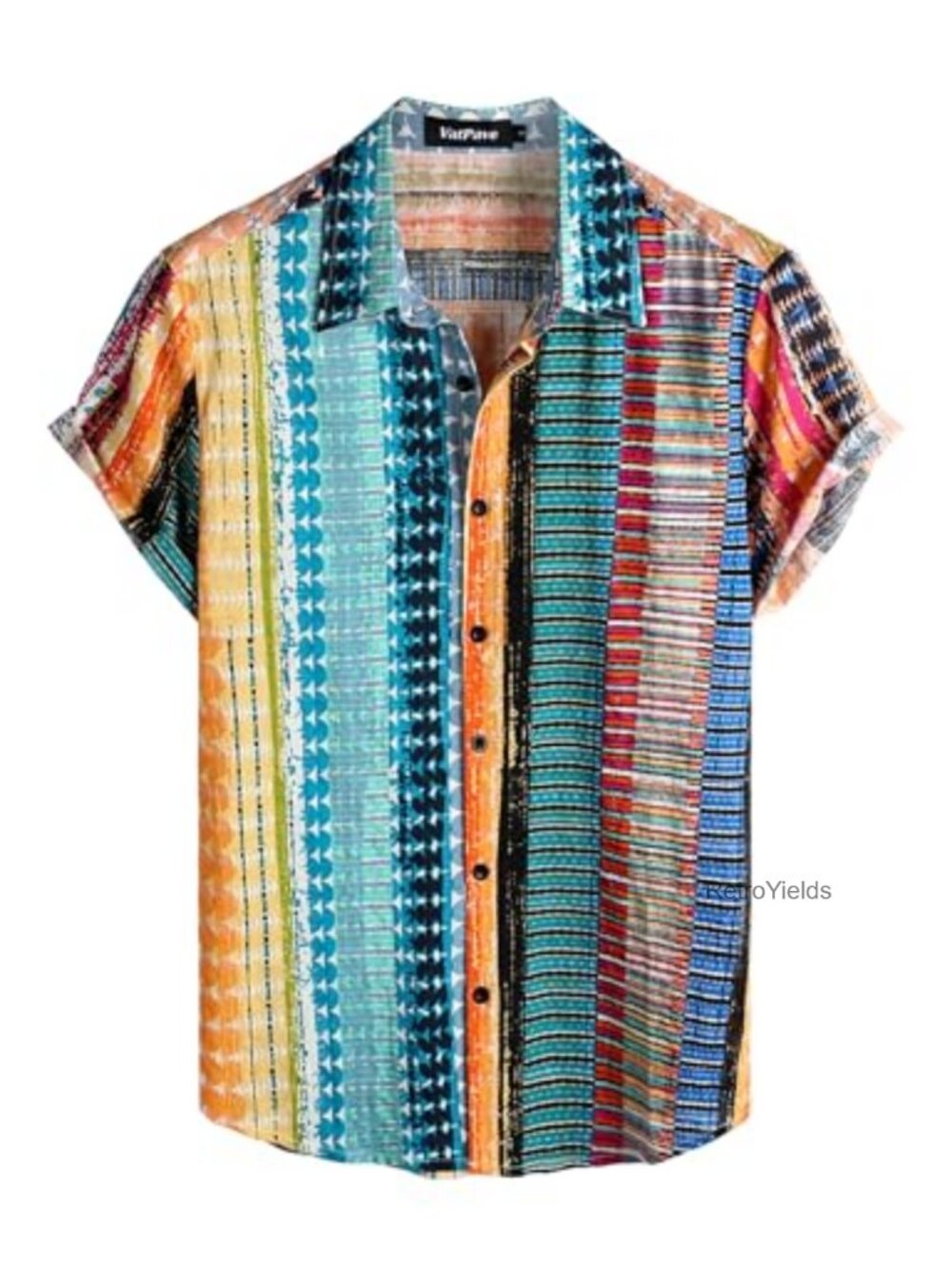 VATPAVE Mens Hawaiian Button Down Shirt Short Sleeve Floral Aloha Casual